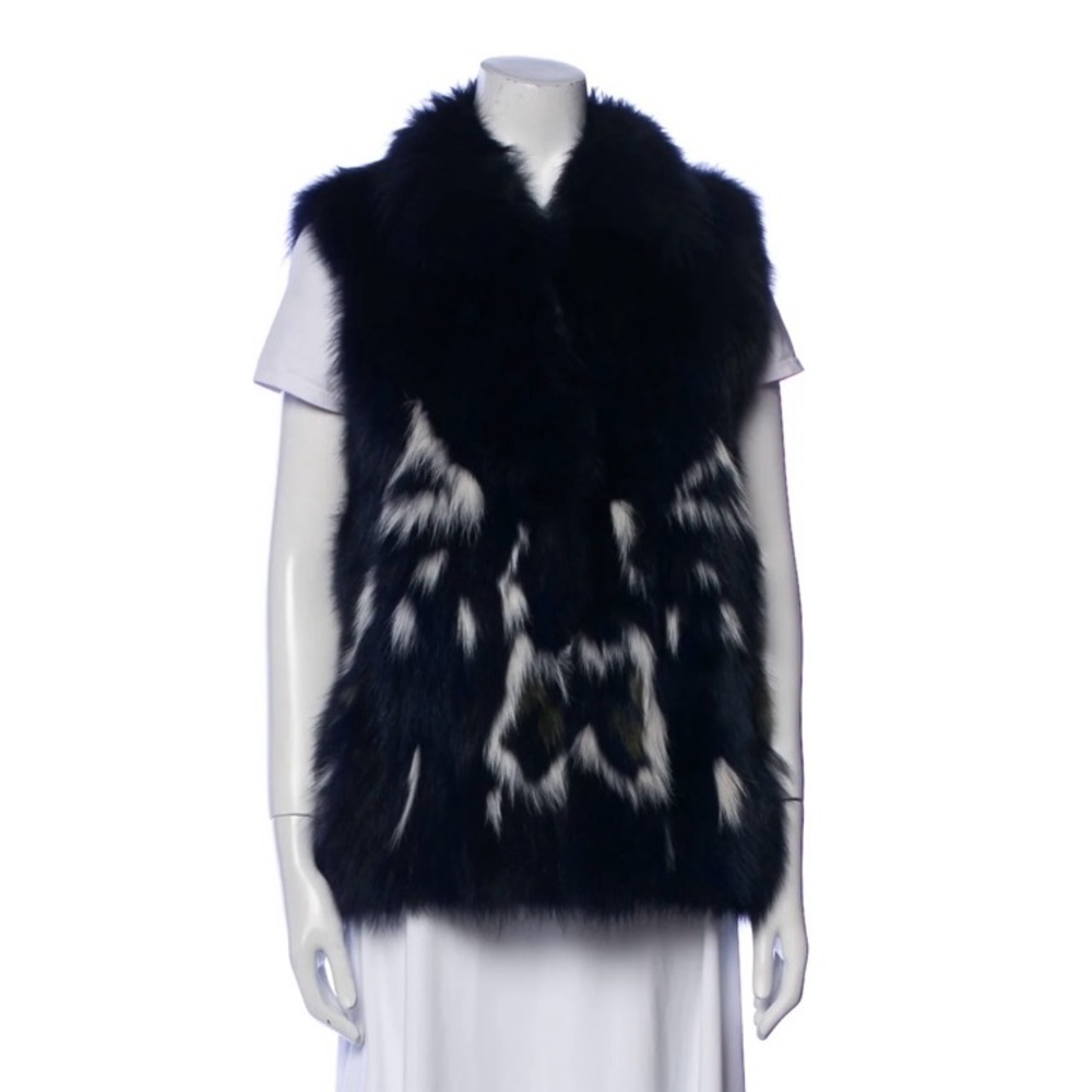 Adrienne Landau 100% Fox Fur Vest White & Black Sz. Small - Genuine Fox Fur​